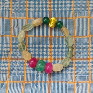 Ruby + Rainbow Fluorite Beaded Bracelet